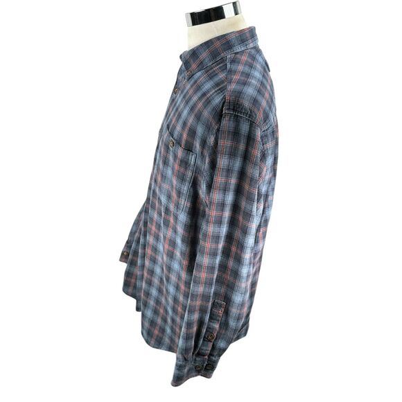 Duluth Trading Thick Flannel Shirt Men's Large Heavy Blue Plaid Button Cotton - Picture 4 of 9